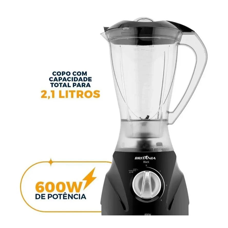 Kit Liquidificador Britânia Turbo 600W + Sanduicheira Grill 750W Preto com Facas