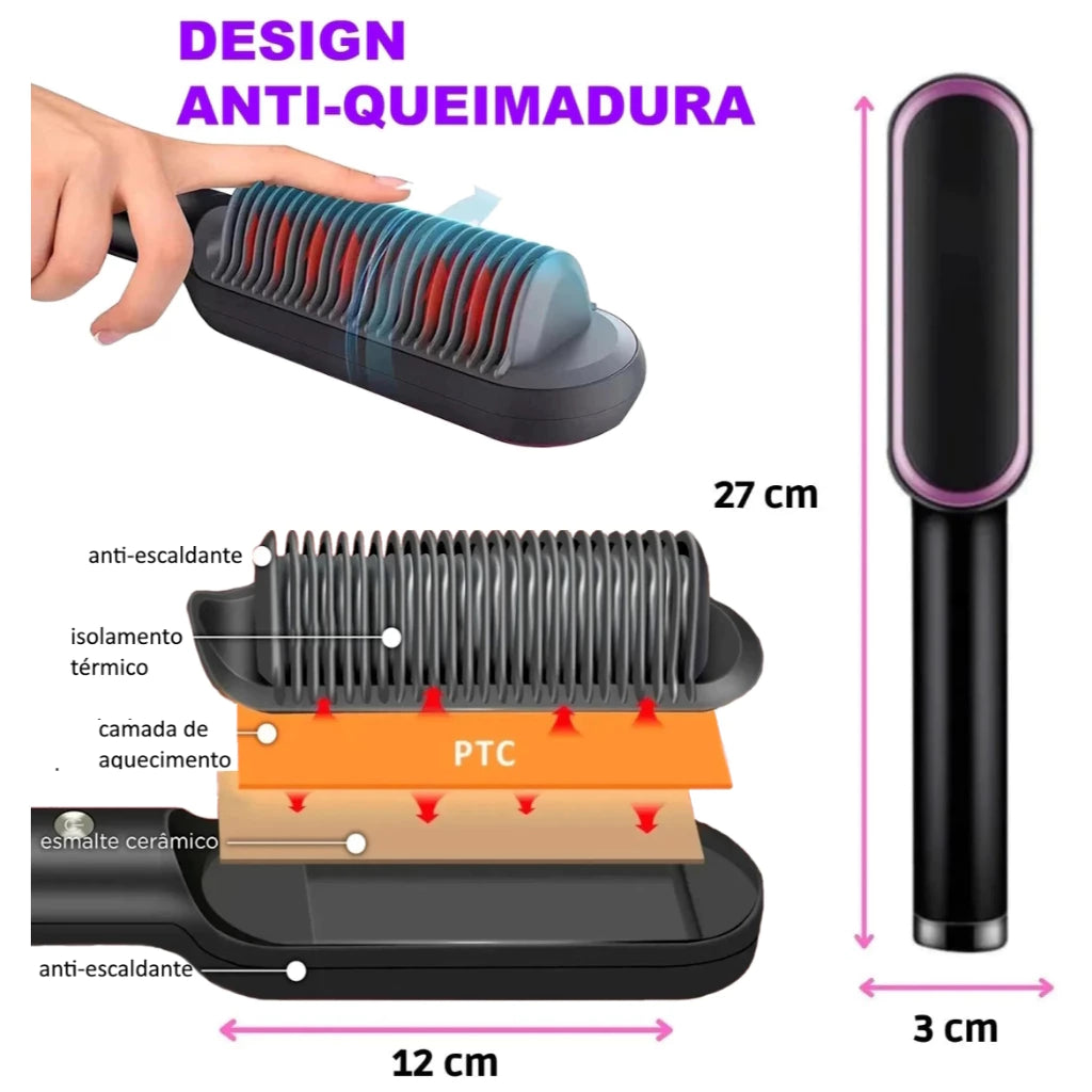 Kit Mini Secador Britânia Ion 1200W Dobrável + Escova Alisadora Secadora 2 em 1 Bivolt com Maleta