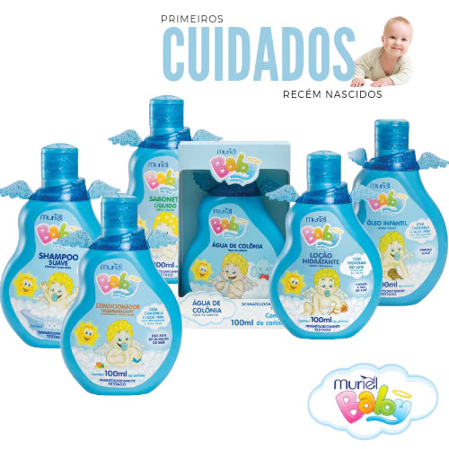 Kit Shampoo + Conditioner + Liquid soap + Cologne + Moisturizer + Baby Oil - Muriel Baby Boy 100ml