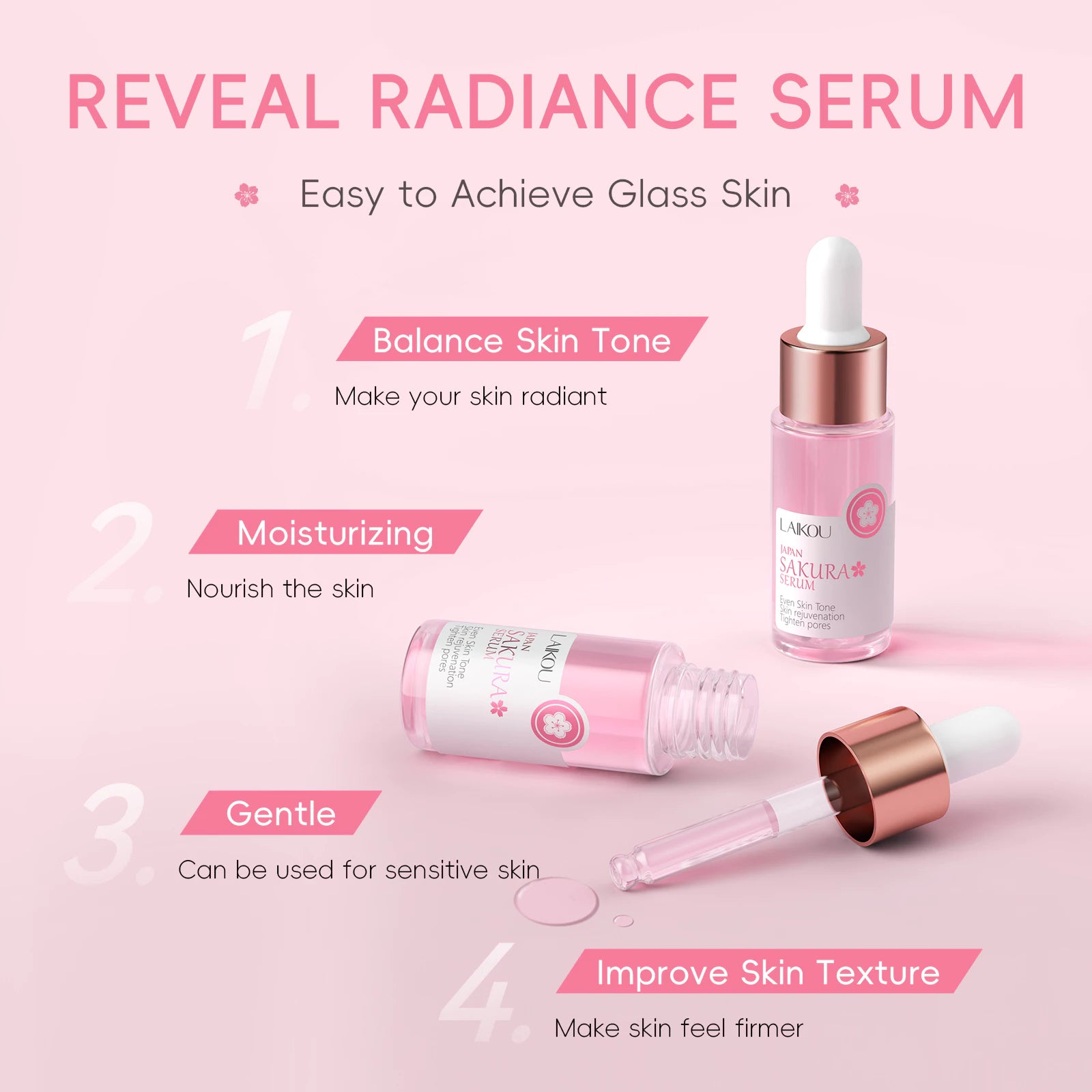 LAIKOU Japan Sakura Cherry Blossom Facial Serum – Blemish Removal & Skin Rejuvenation 17ml