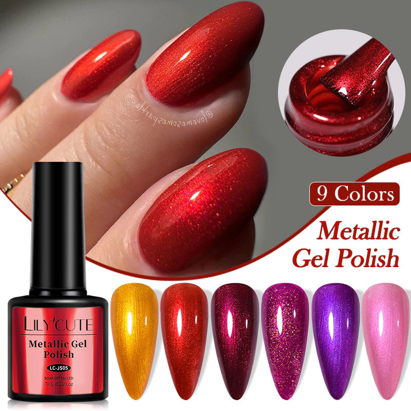 ILY'CUTE 7ML Metallic Gel Nail Polish Pink Red Mirror Nail Polish Uv Led Semi Permanent Glitter Varnish Professional Art For Manicure