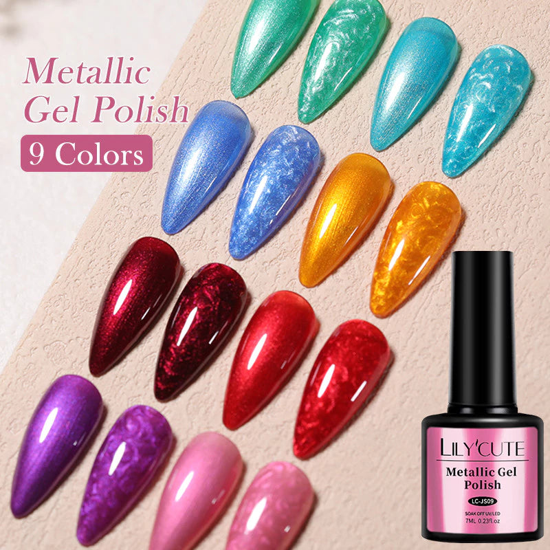 ILY'CUTE 7ML Metallic Gel Nail Polish Pink Red Mirror Nail Polish Uv Led Semi Permanent Glitter Varnish Professional Art For Manicure