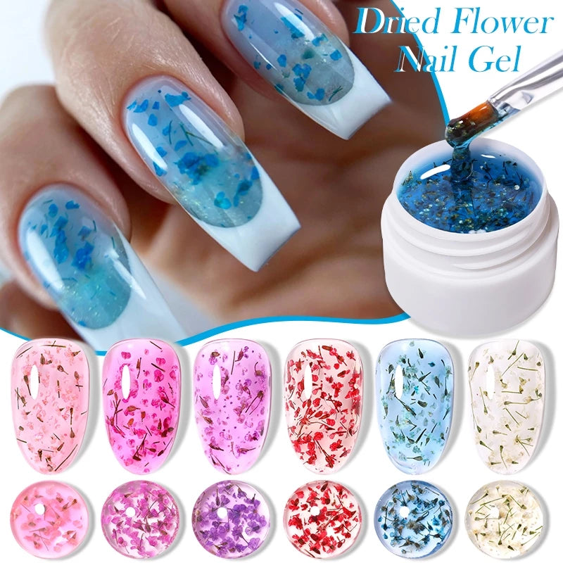 LILY'CUTE Gel De Unhas Flor Seca Polimento Pink Purple Blue Summer Nail Art Pintura UV Vernizes De LED