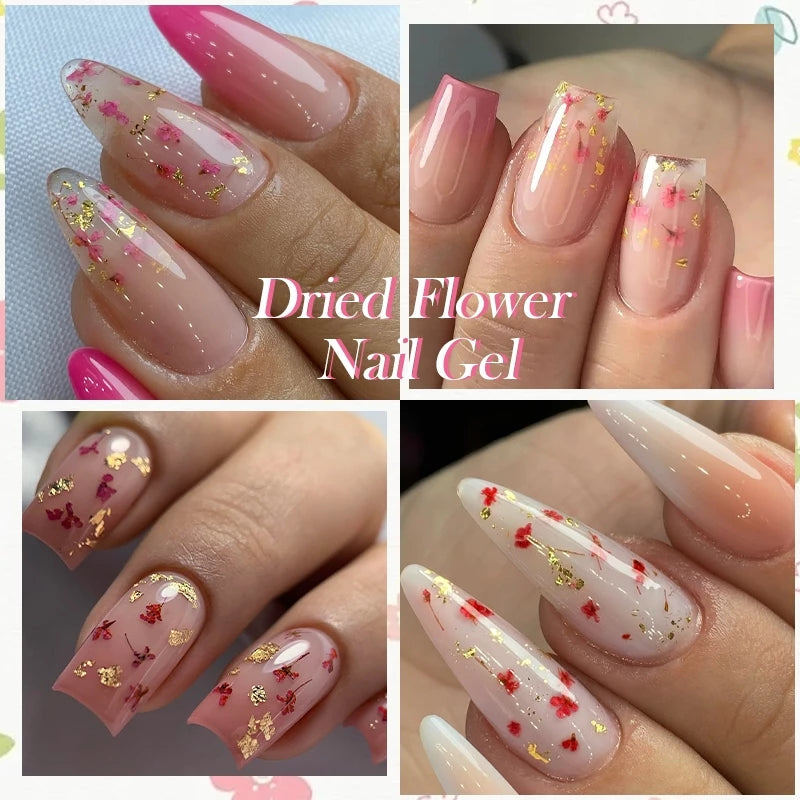 LILY'CUTE Gel De Unhas Flor Seca Polimento Pink Purple Blue Summer Nail Art Pintura UV Vernizes De LED