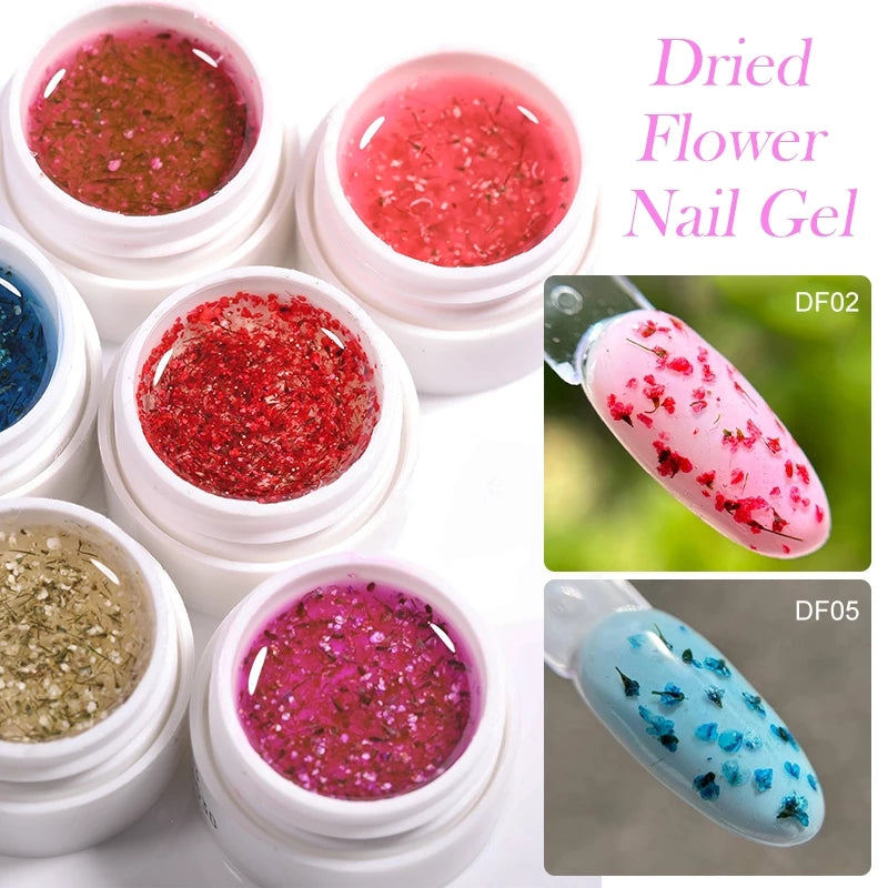 LILY'CUTE Gel De Unhas Flor Seca Polimento Pink Purple Blue Summer Nail Art Pintura UV Vernizes De LED