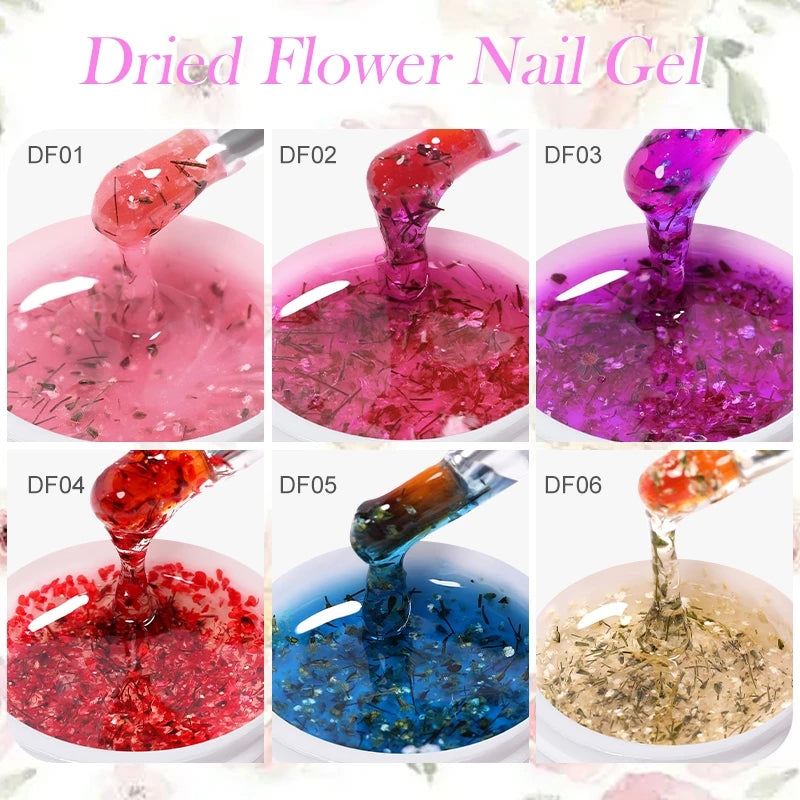 LILY'CUTE Gel De Unhas Flor Seca Polimento Pink Purple Blue Summer Nail Art Pintura UV Vernizes De LED
