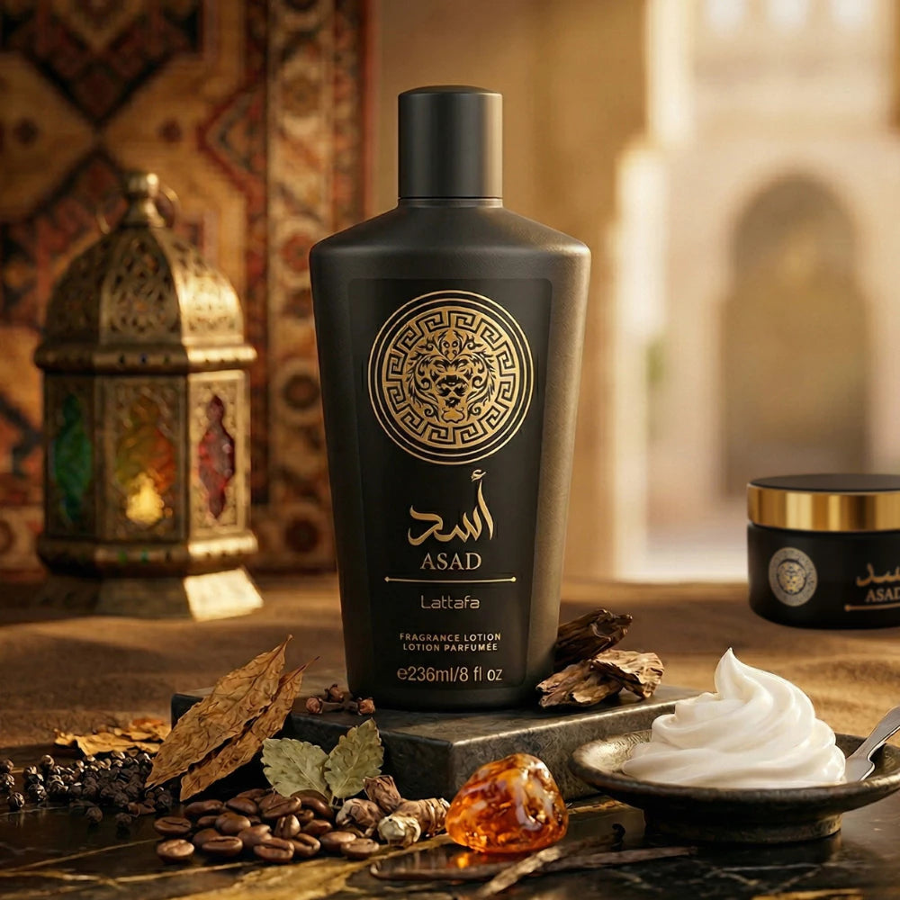 Lattafa Arabic Asad Moisturizing Cream 236ml – Luxurious Arabian Fragrance Body Cream