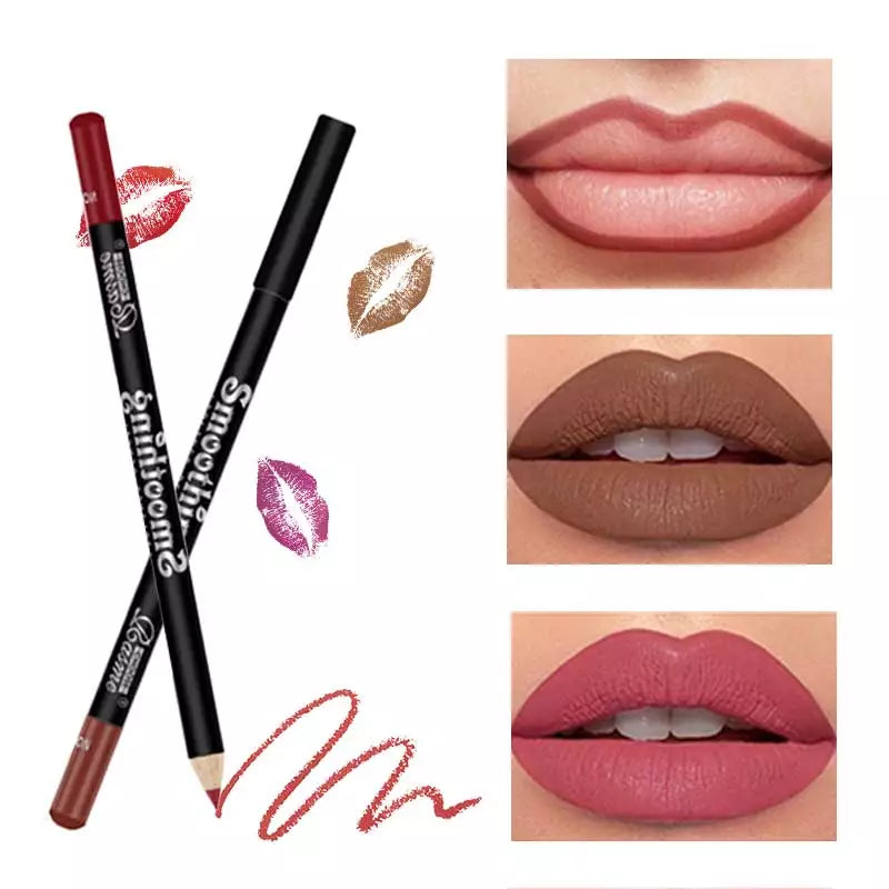 12 Colors Lipliner & Matte Lipstick Eyeliner Set – Waterproof, Durable & Non-Stick Cup