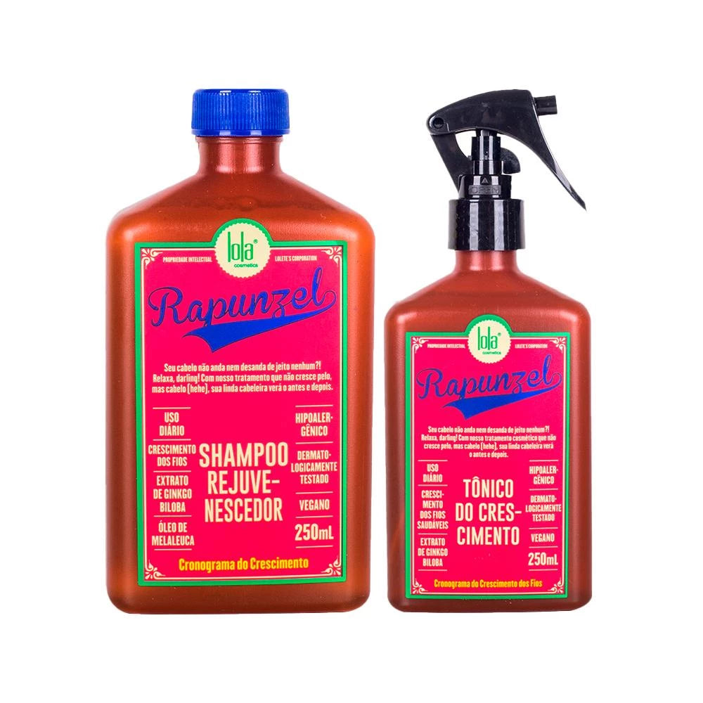 Lola Cosmetics Kit Crescimento Rapunzel – Shampoo e Tônico para Crescimento de Cabelo