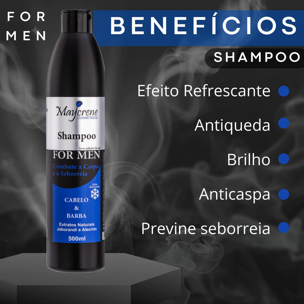 Kit Tratamento Condicionador Shampoo Cabelo E Barba Masculino Maycrene 500ml