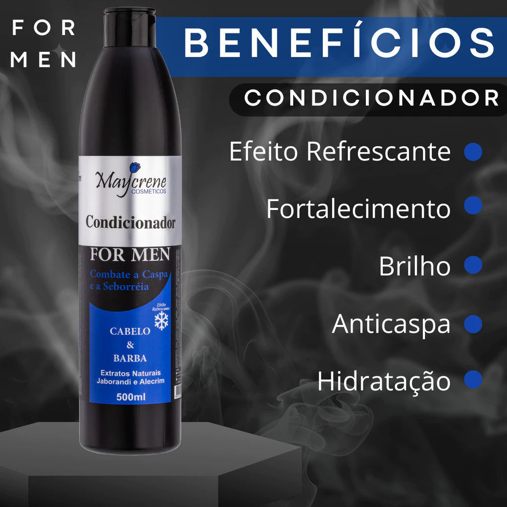 Kit Tratamento Condicionador Shampoo Cabelo E Barba Masculino Maycrene 500ml