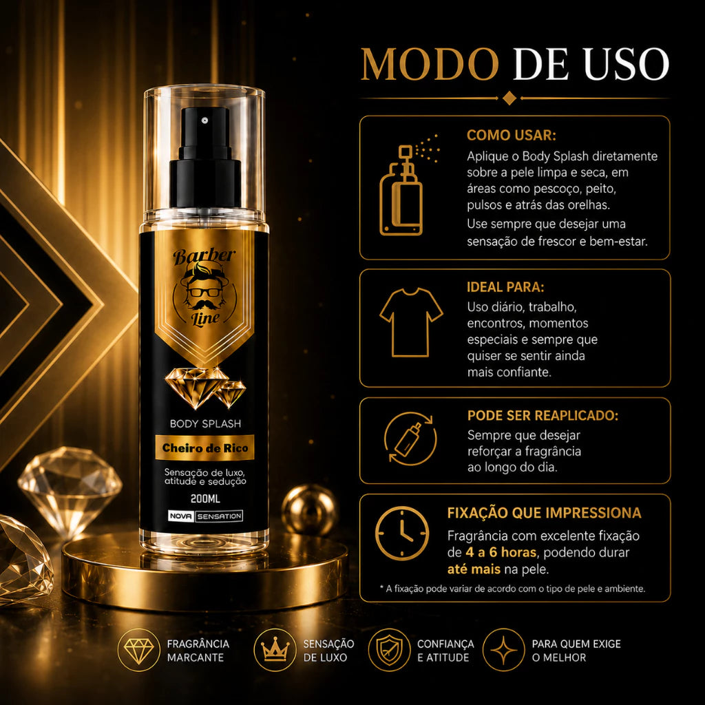 Men's Body Splash Rich Scent 200ml Barber Line Woody Perfume