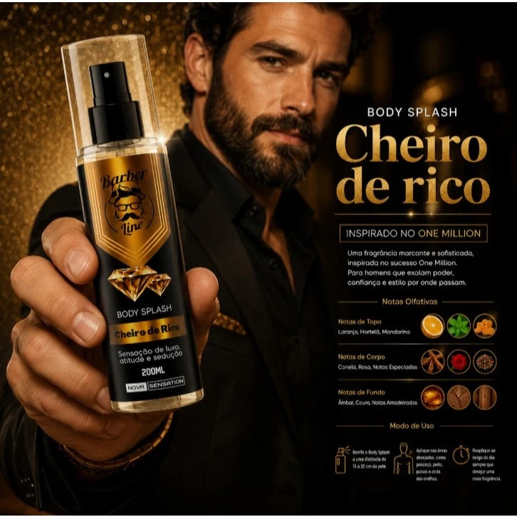 Men's Body Splash Rich Scent 200ml Barber Line Woody Perfume