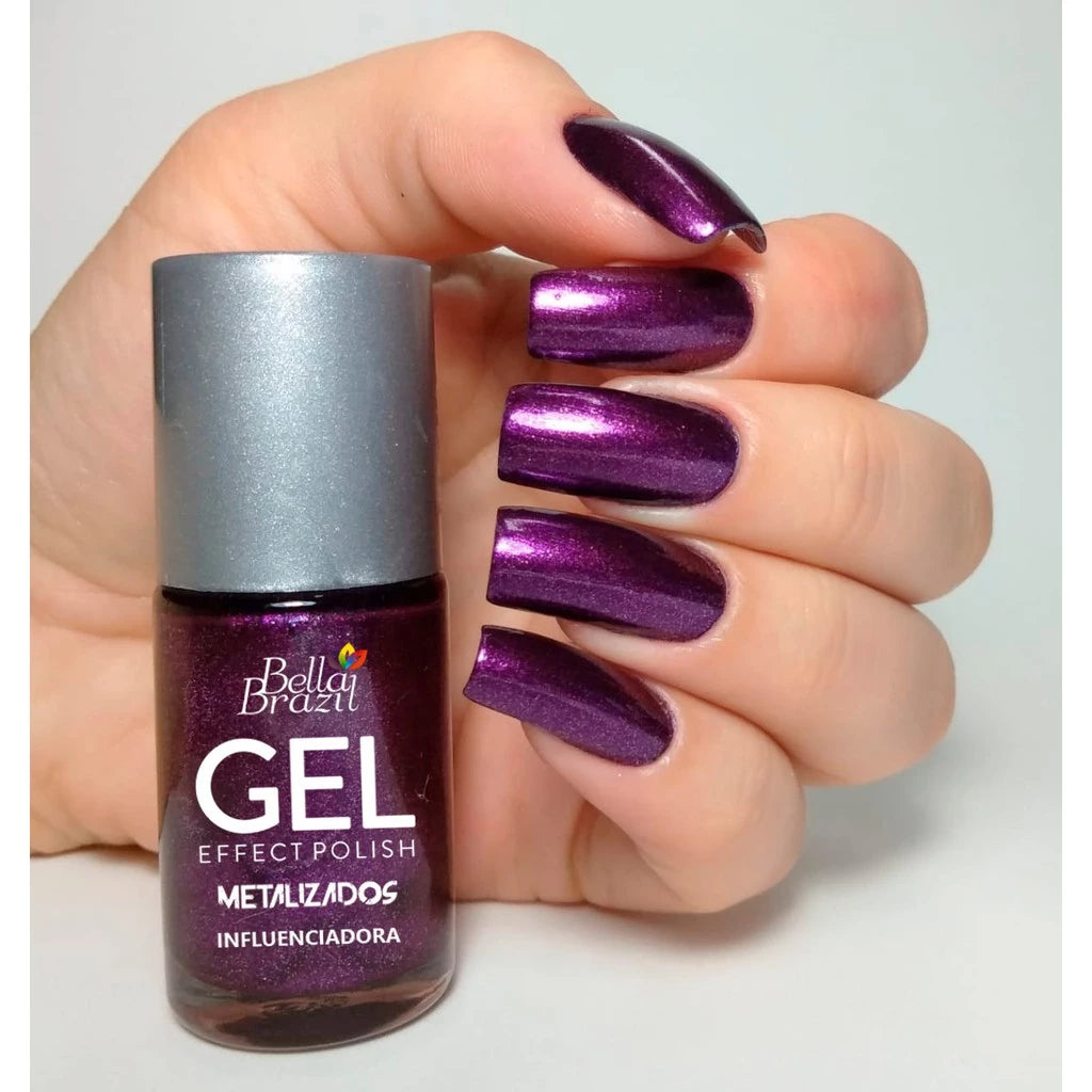 Metallic Gel Effect Nail Polish Dry Without Cabin + Shine and Durability Manicure and Proprio Use
