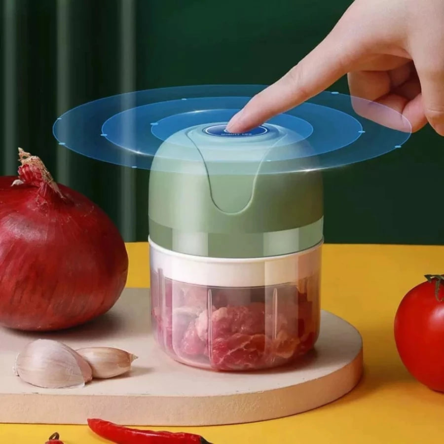 Mini Processador Triturador Sem Fio Elétrico 250ML para Alho, Gengibre e Legumes