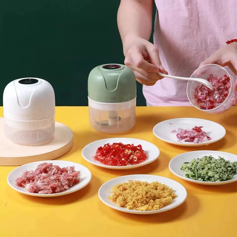 Mini Processador Triturador Sem Fio Elétrico 250ML para Alho, Gengibre e Legumes