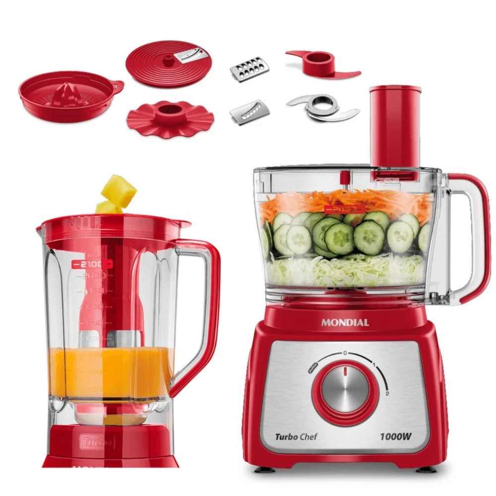 Multiprocessador Turbo Chef 9 em 1 Mondial Vermelho 1000W 127V MPN-01-RF