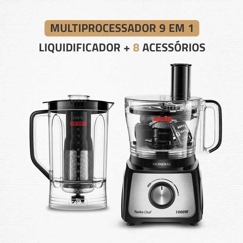 Multiprocessador Turbo Chef 9 em 1 Mondial Preto 1000W MPN-01-BF