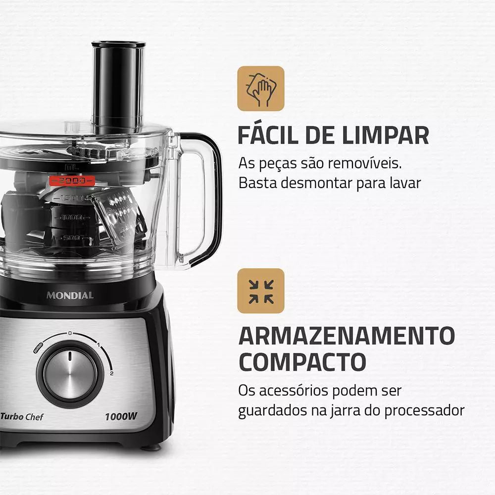 Multiprocessador Turbo Chef 9 em 1 Mondial Preto 1000W MPN-01-BF