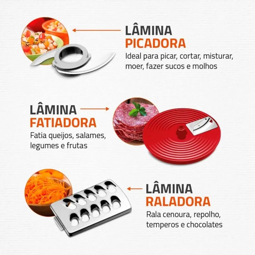 Multiprocessador Turbo Chef 9 em 1 Mondial Vermelho 1000W 127V MPN-01-RF