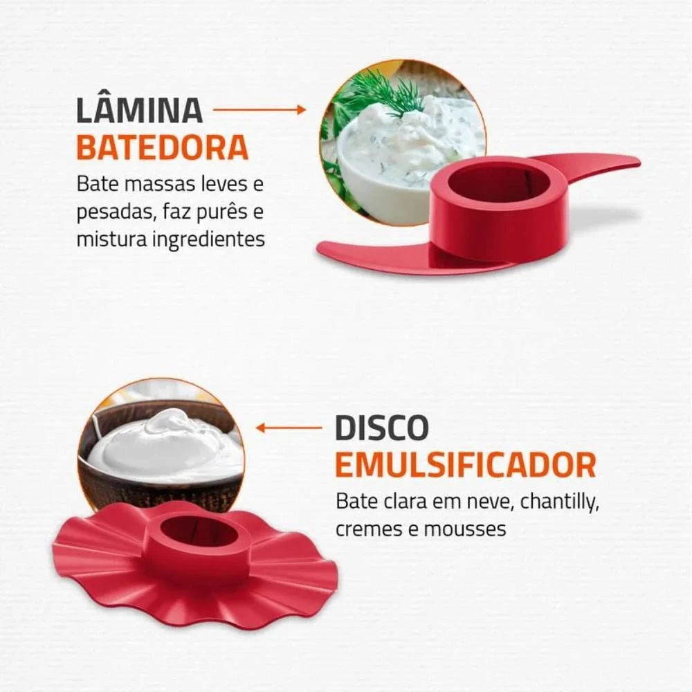Multiprocessador Turbo Chef 9 em 1 Mondial Vermelho 1000W 127V MPN-01-RF