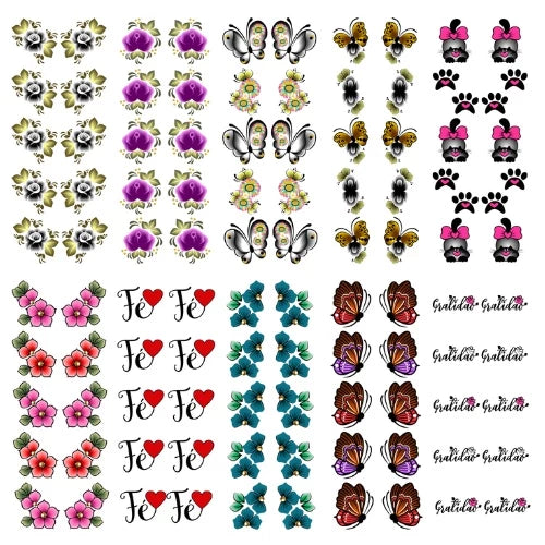 Nail 60 3D Nail Sticker 5D Handmade Type Hands and Feet PRE READY - Alemay and GViana 30 PAIR Nails