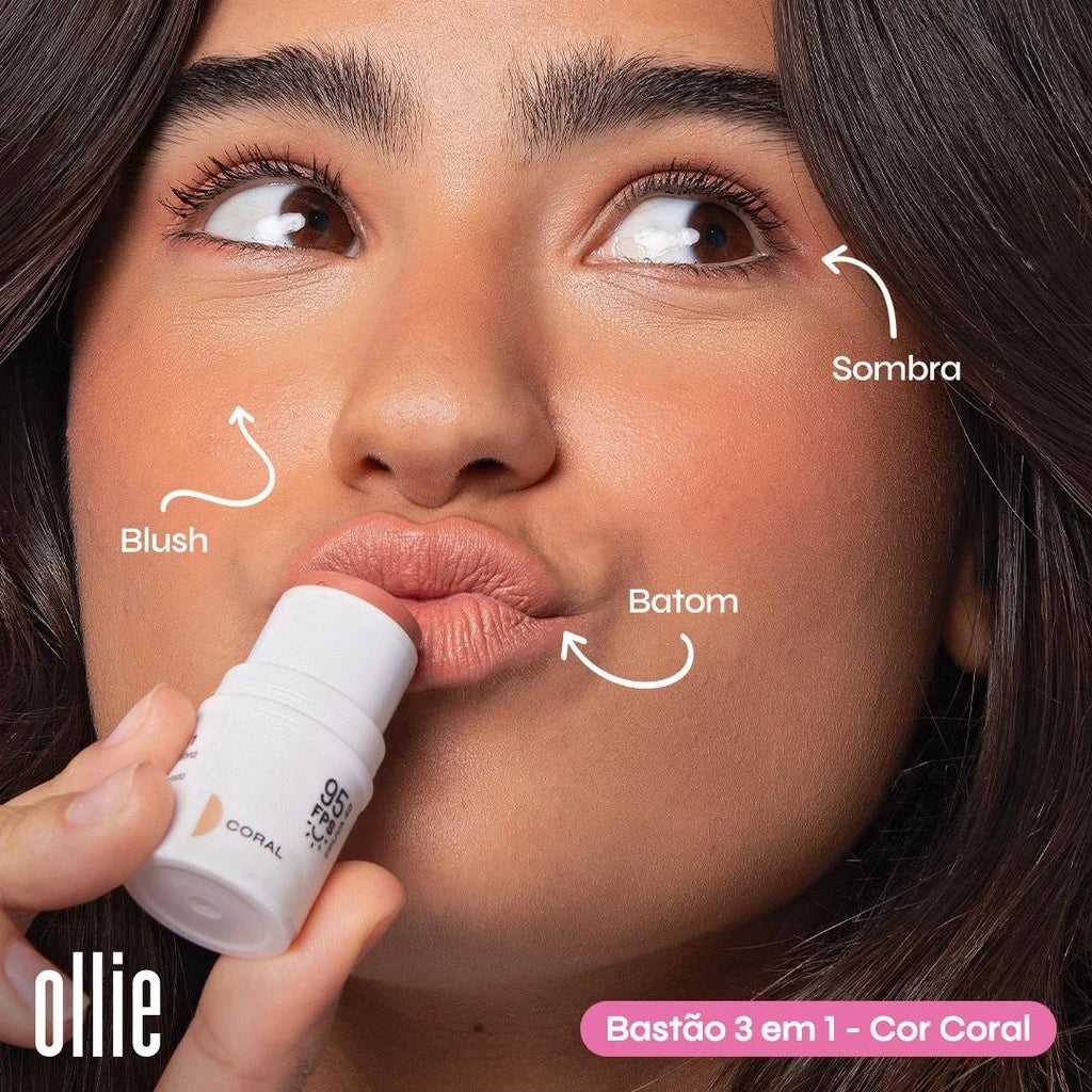 Ollie 3 in 1 Stick - Blush, Lipstick and Eyeshadow SPF 95