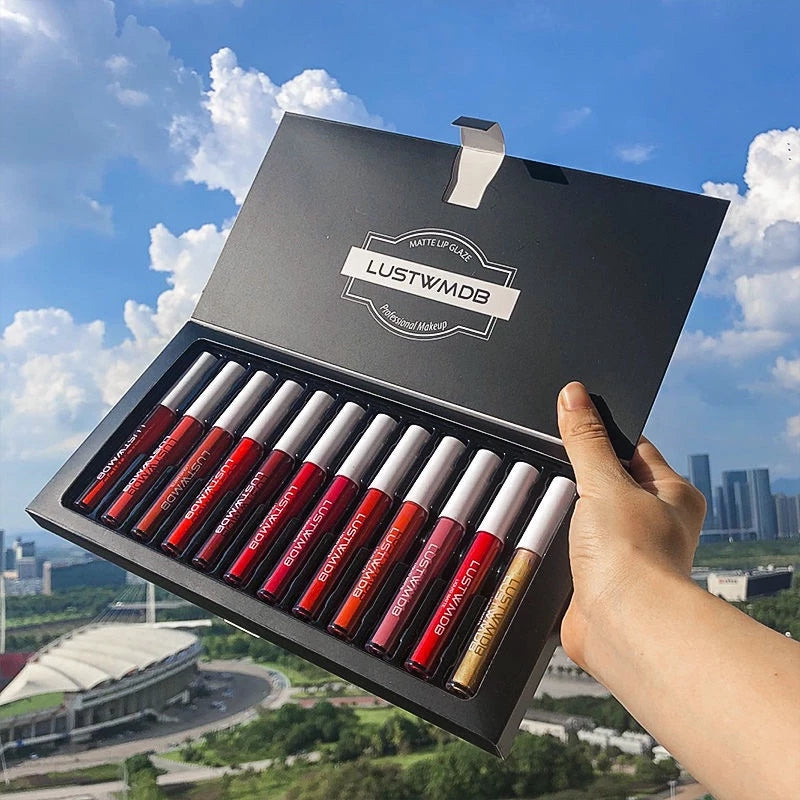 12 Pieces Matte Lipstick Set – Long Lasting, Waterproof & Non-Fading