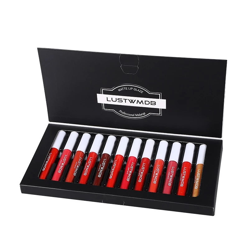 12 Pieces Matte Lipstick Set – Long Lasting, Waterproof & Non-Fading