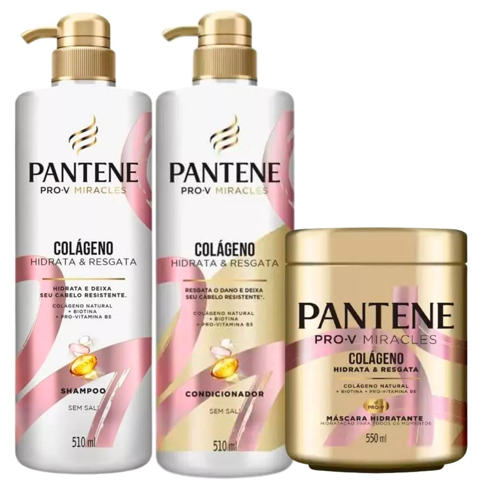 Pantene Shampoo Kit 510ml, Conditioner 510ml and Collagen Mask 550ml