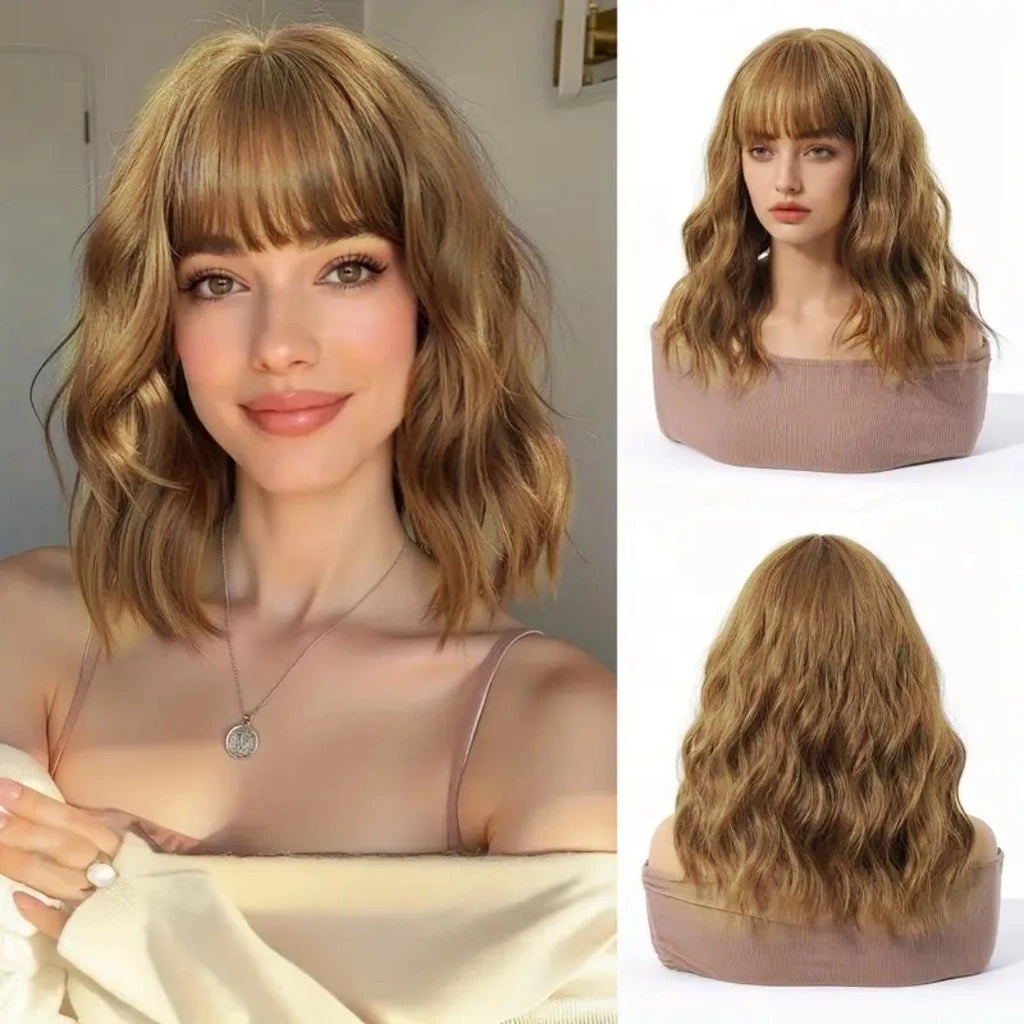 Peruca Bob Curta Com Franja 30cm 180g Fibra Orgânica Premium Top Hair MAYA MILA