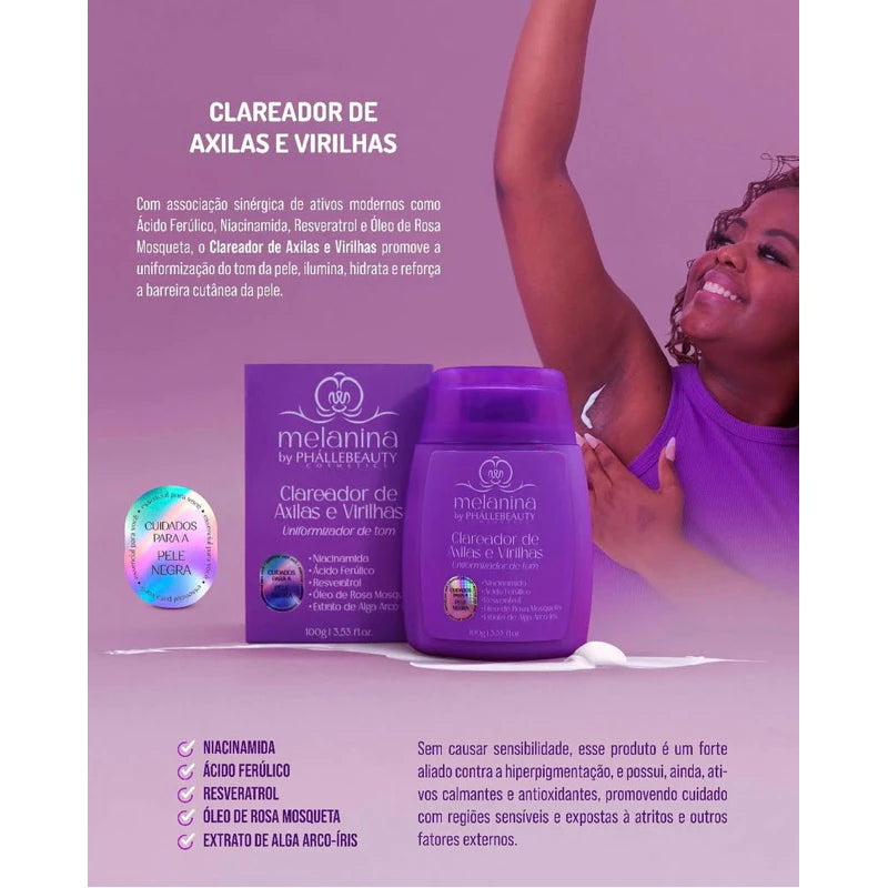Kit Clareador de Axilas e Virilhas PhalleBeauty Melanin
