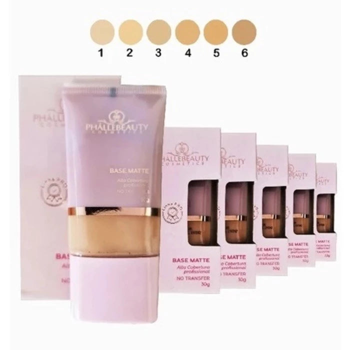 Base Matte de Alta Cobertura Phállebeauty — Efeito Matte, Longa Duração