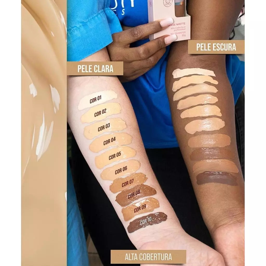 Base Matte de Alta Cobertura Phállebeauty — Efeito Matte, Longa Duração
