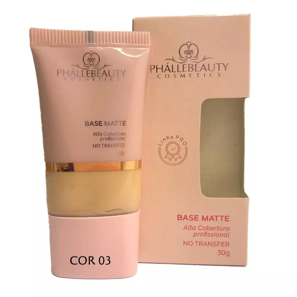 Base Matte de Alta Cobertura Phállebeauty — Efeito Matte, Longa Duração