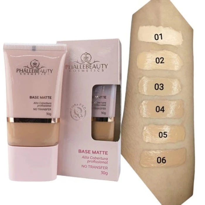 Base Matte de Alta Cobertura Phállebeauty — Efeito Matte, Longa Duração