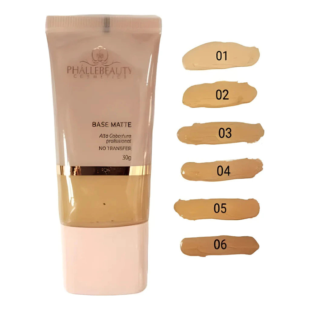 Base Matte de Alta Cobertura Phállebeauty — Efeito Matte, Longa Duração