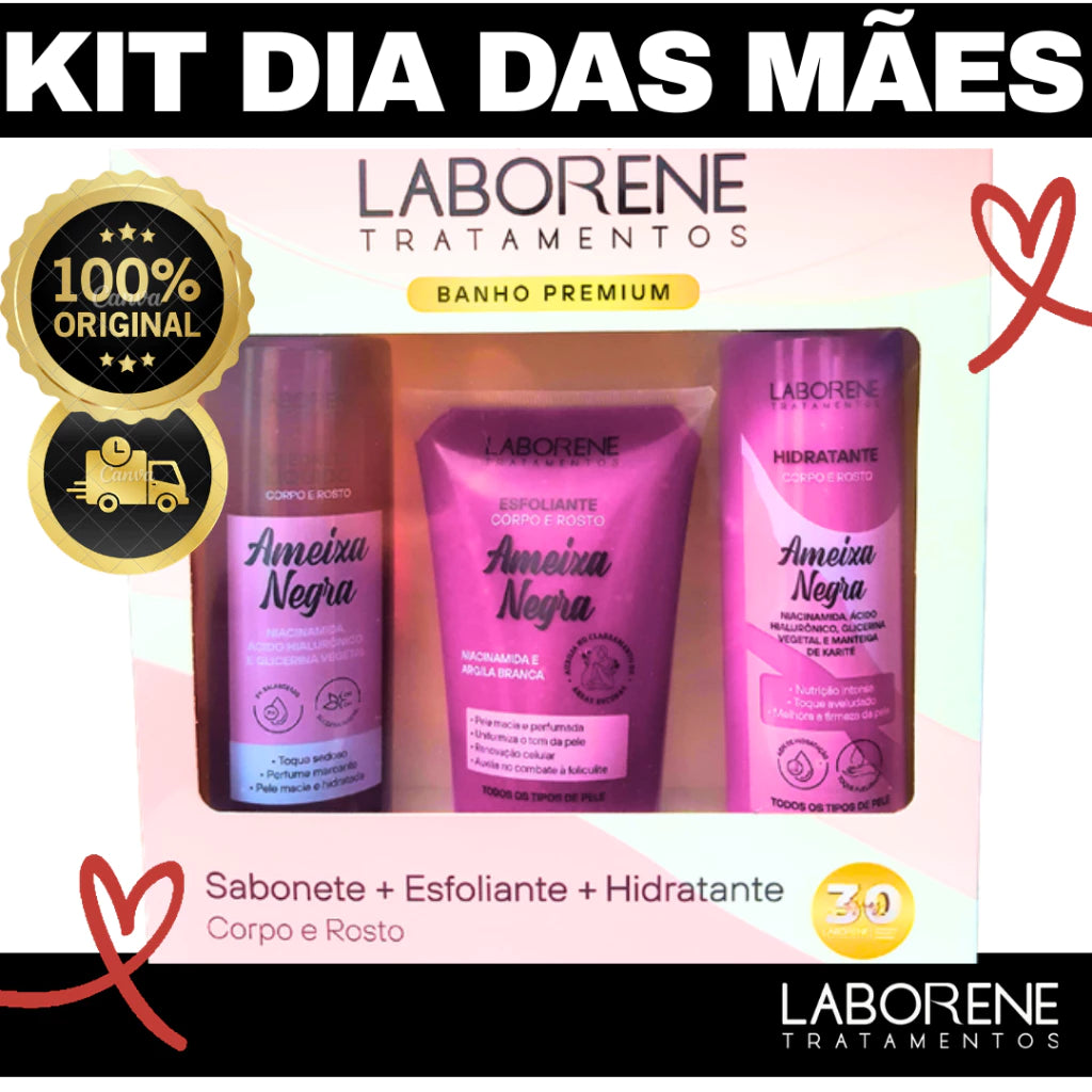 Kit Presente Premium de Banho — Esfoliante + Sabonete + Hidratante (3 Itens)