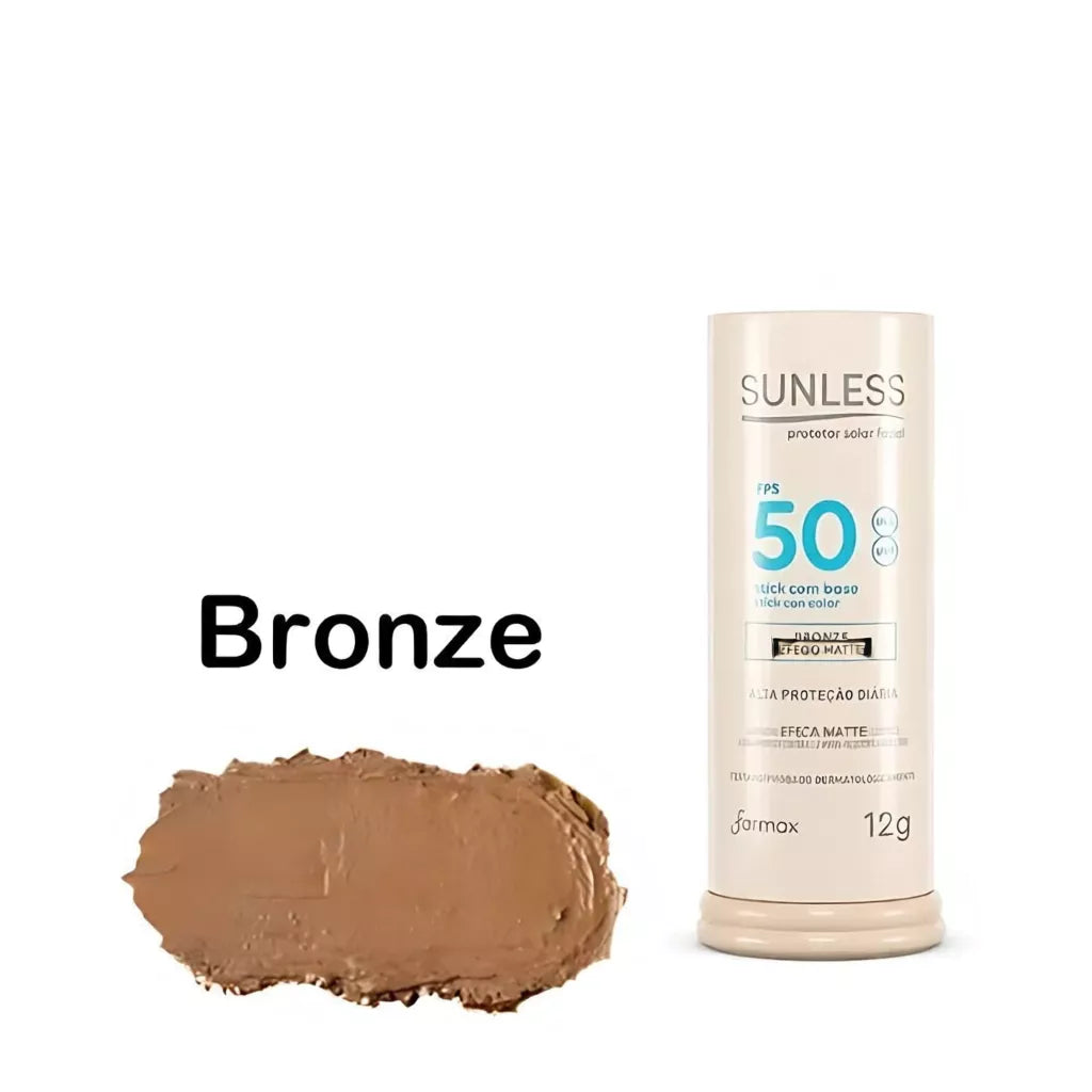 Protetor Solar Facial Stick (bastão) 12g FPS 50 Efeito Matte Sunless
