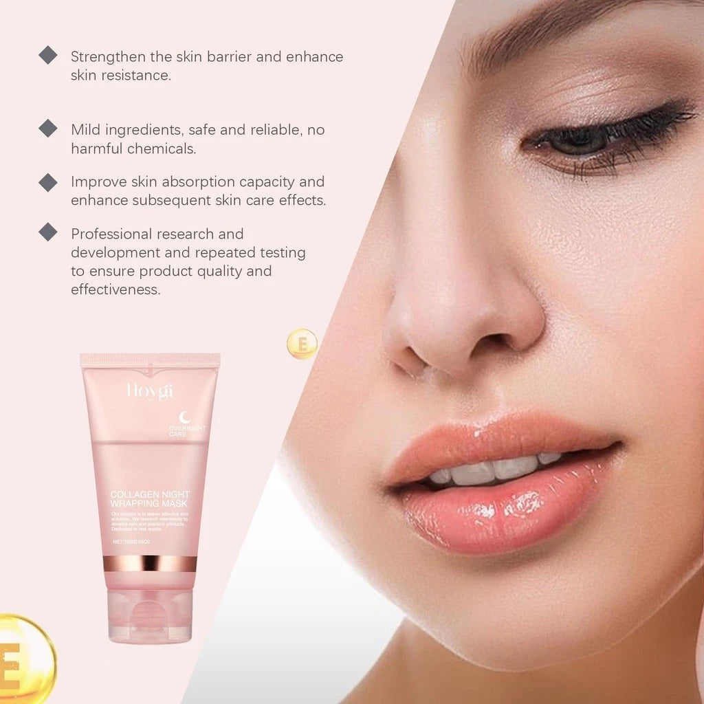 Máscara Facial Noturna Removível de Colágeno – Hidrolisado, Cuidado para Elasticidade e Hidratação