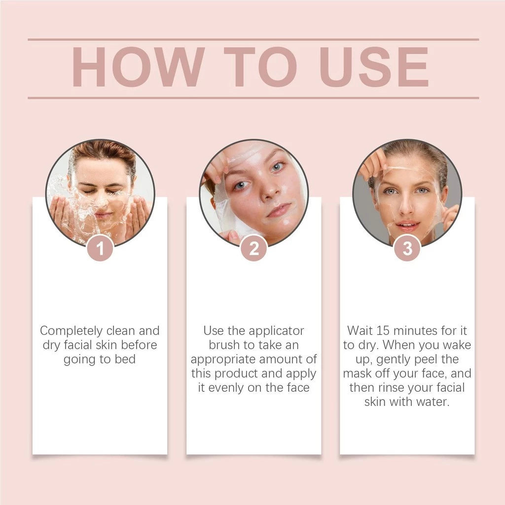 Máscara Facial Noturna Removível de Colágeno – Hidrolisado, Cuidado para Elasticidade e Hidratação
