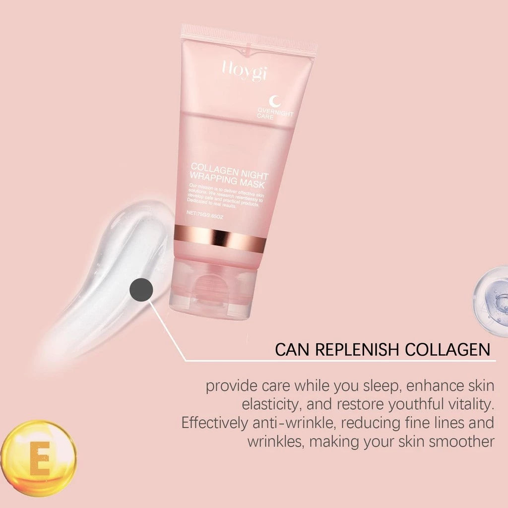 Máscara Facial Noturna Removível de Colágeno – Hidrolisado, Cuidado para Elasticidade e Hidratação