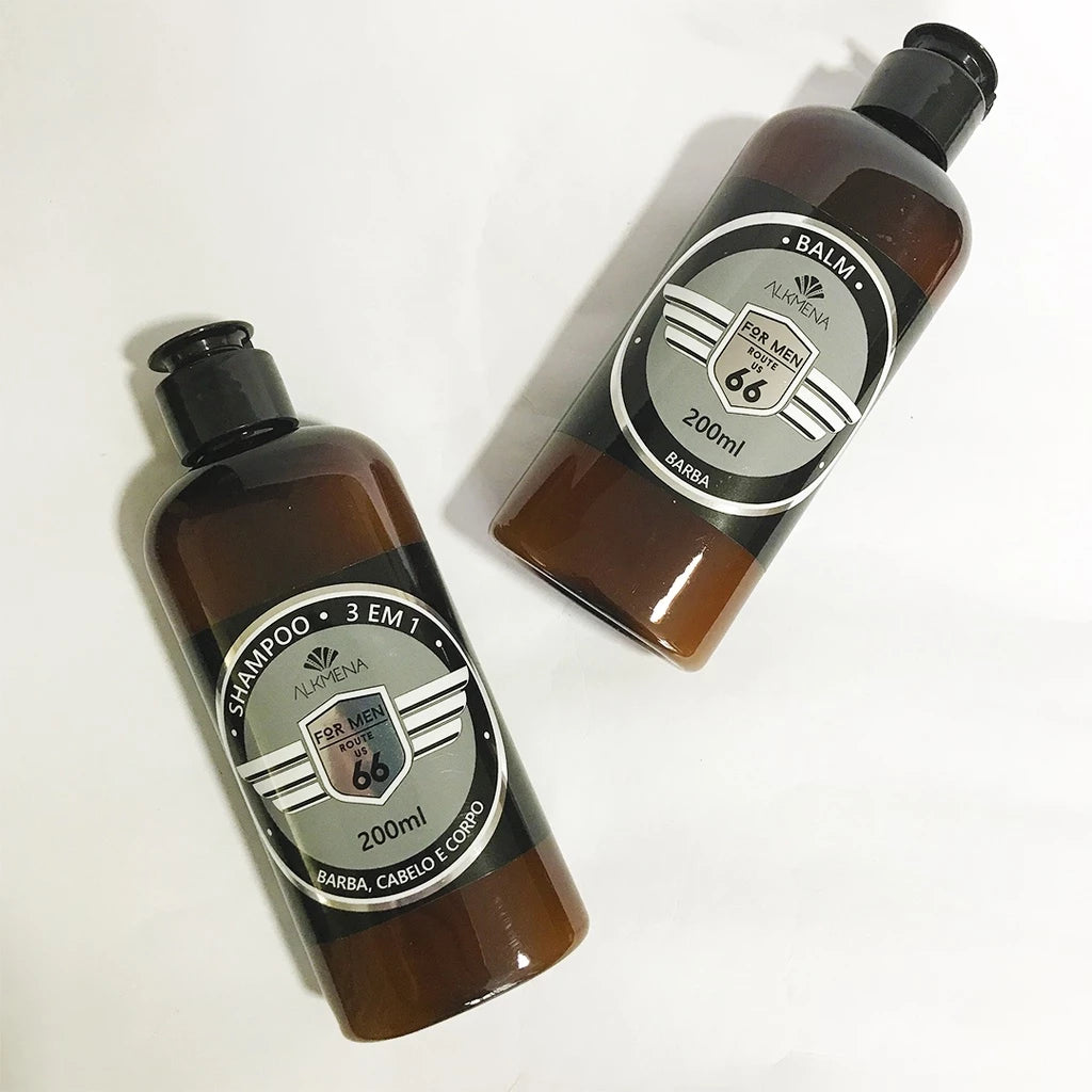 Alkmena Route US 66 Beard Kit – Balm, Oil, 3-in-1 Shampoo & Wooden Comb