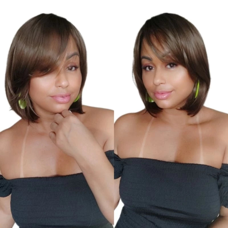 Short Organic Straight Lace Wig Sold with Bangs