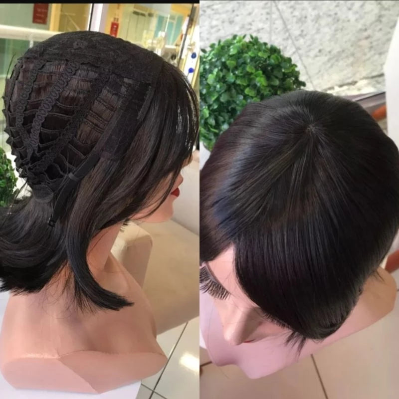 Short Organic Straight Lace Wig Sold with Bangs