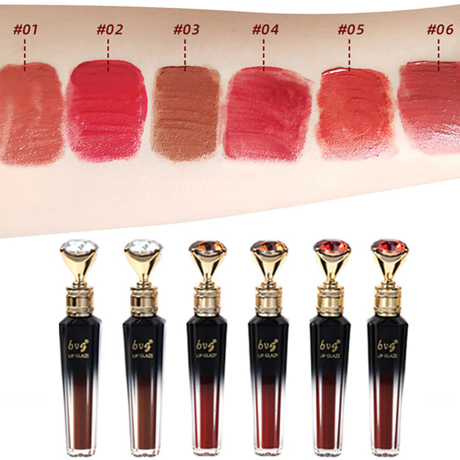 Six-Color Lip Gloss Lipstick – Long-Lasting, Moisturizing & Waterproof (1 Piece)