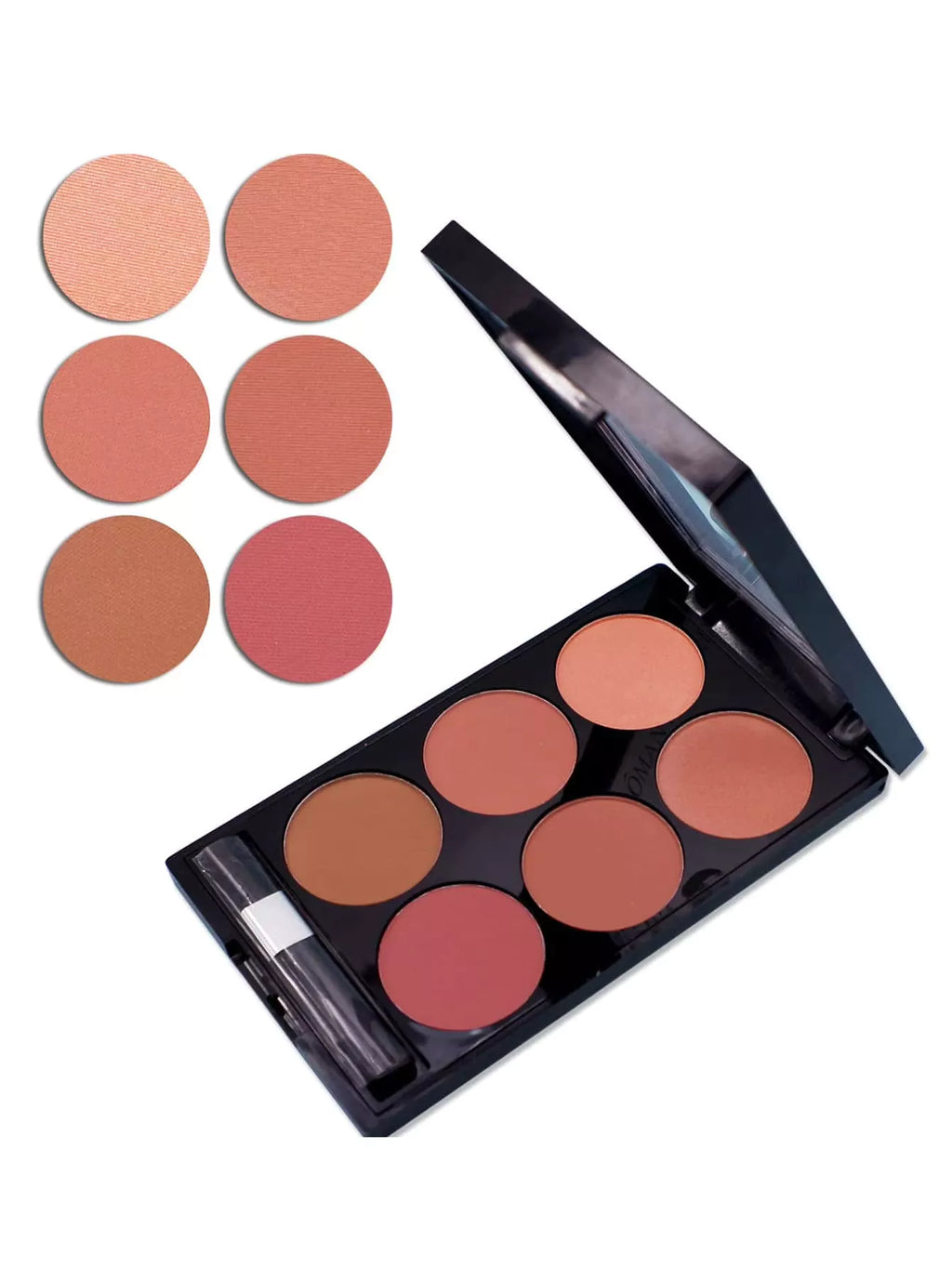 Paleta de Blush Fosco Seis Cores – Destaque Natural, Pó Facial À Prova D'Água para Uso Durante Todo o Dia