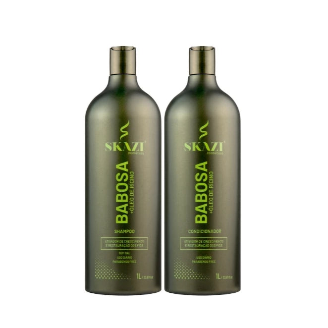 Skazi Vegan Aloe Vera + Castor Oil Shampoo & Conditioner Kit 1 Liter