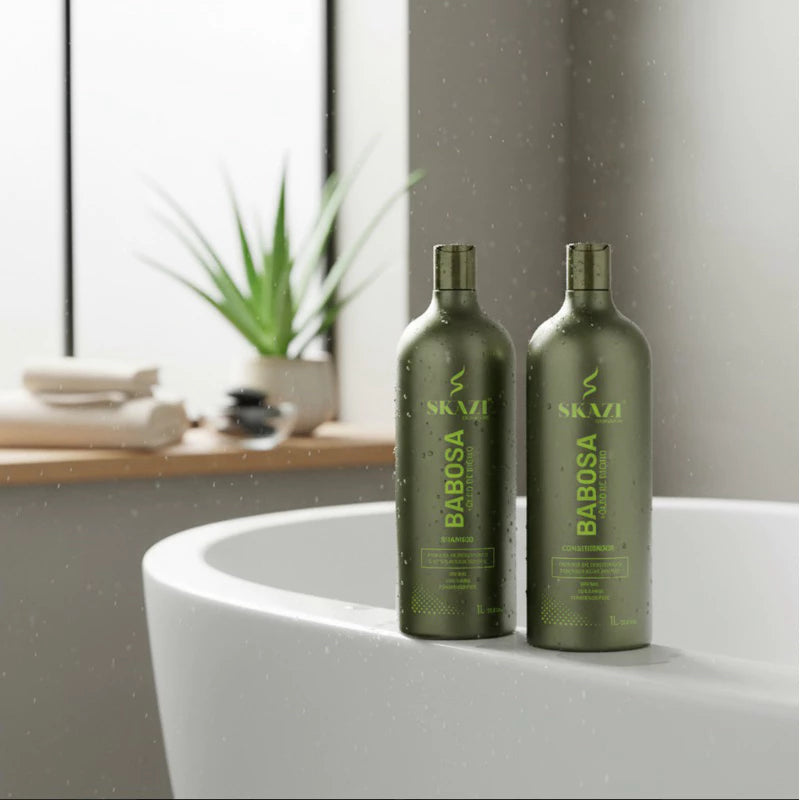 Skazi Vegan Aloe Vera + Castor Oil Shampoo & Conditioner Kit 1 Liter