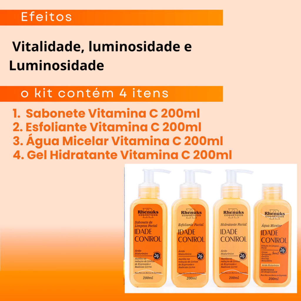 Kit Skincare Vitamina C Anti idade Clareador Rhenuks